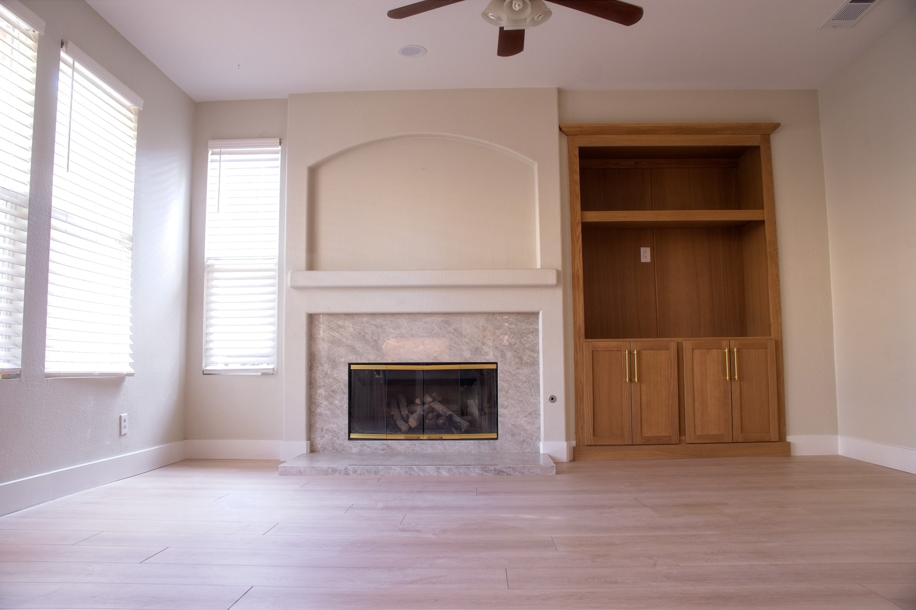 Living room fireplace and built-in